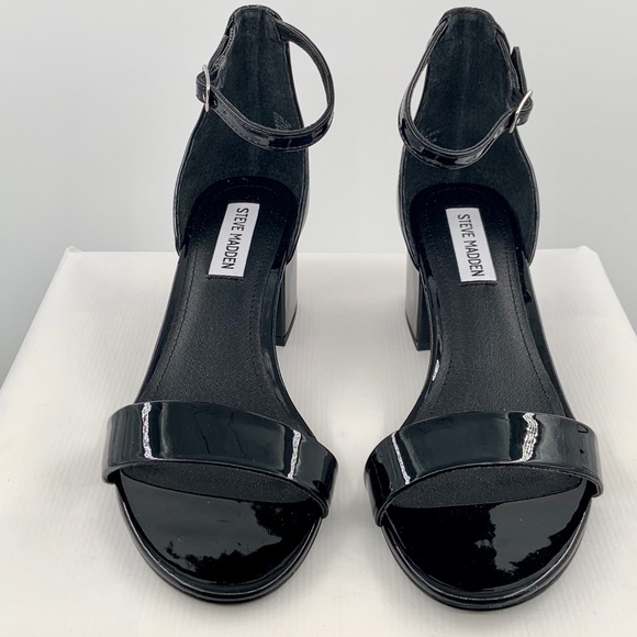 NWT Steve Madden Irene Women’s Black Patent Sandals Shoes - Picture 9 of 14